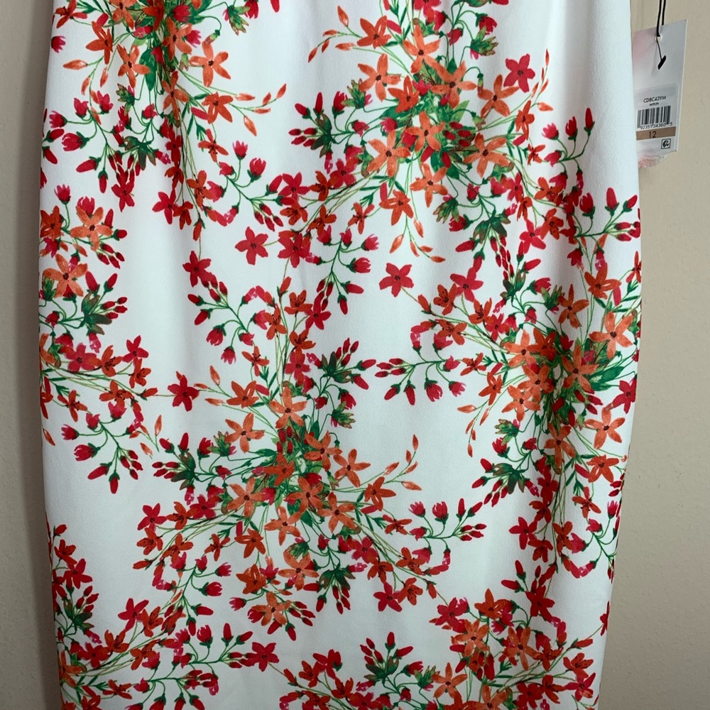 Calvin Klein White & Red Floral Sheath Dress NWT - Picture 11 of 13